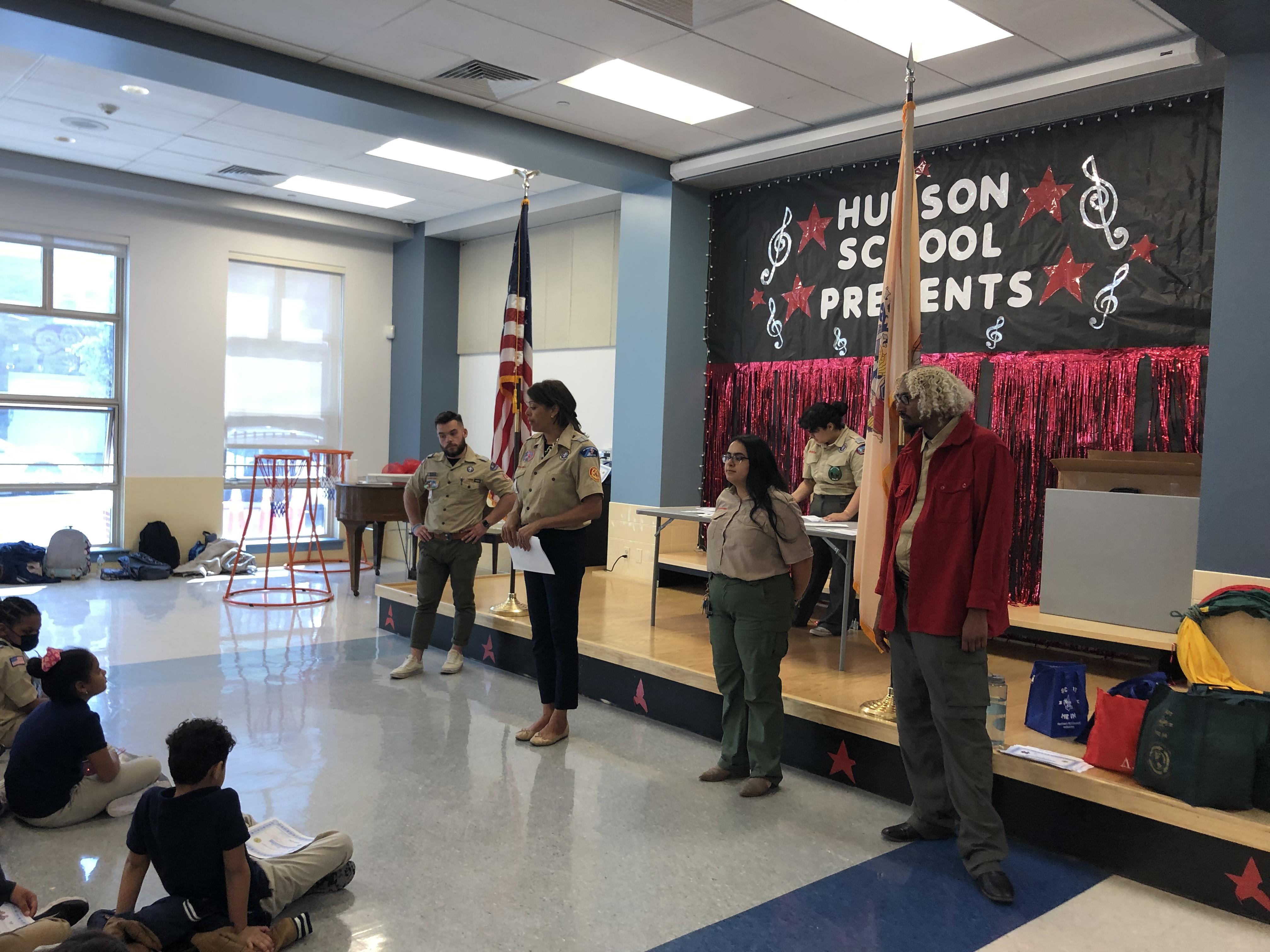 Cub Scouts Ceremony at Hudson School #5