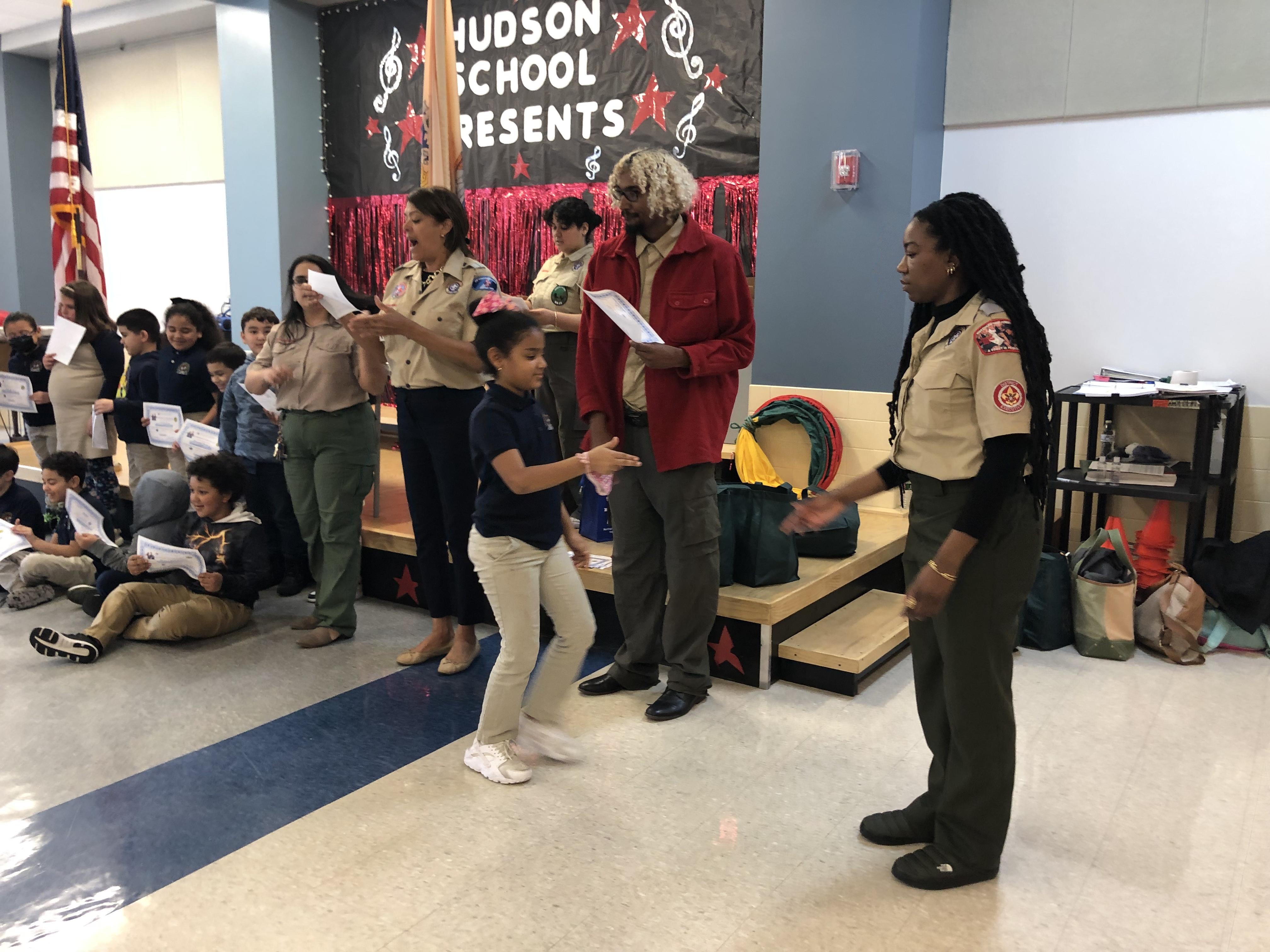 Cub Scouts Ceremony at Hudson School #5