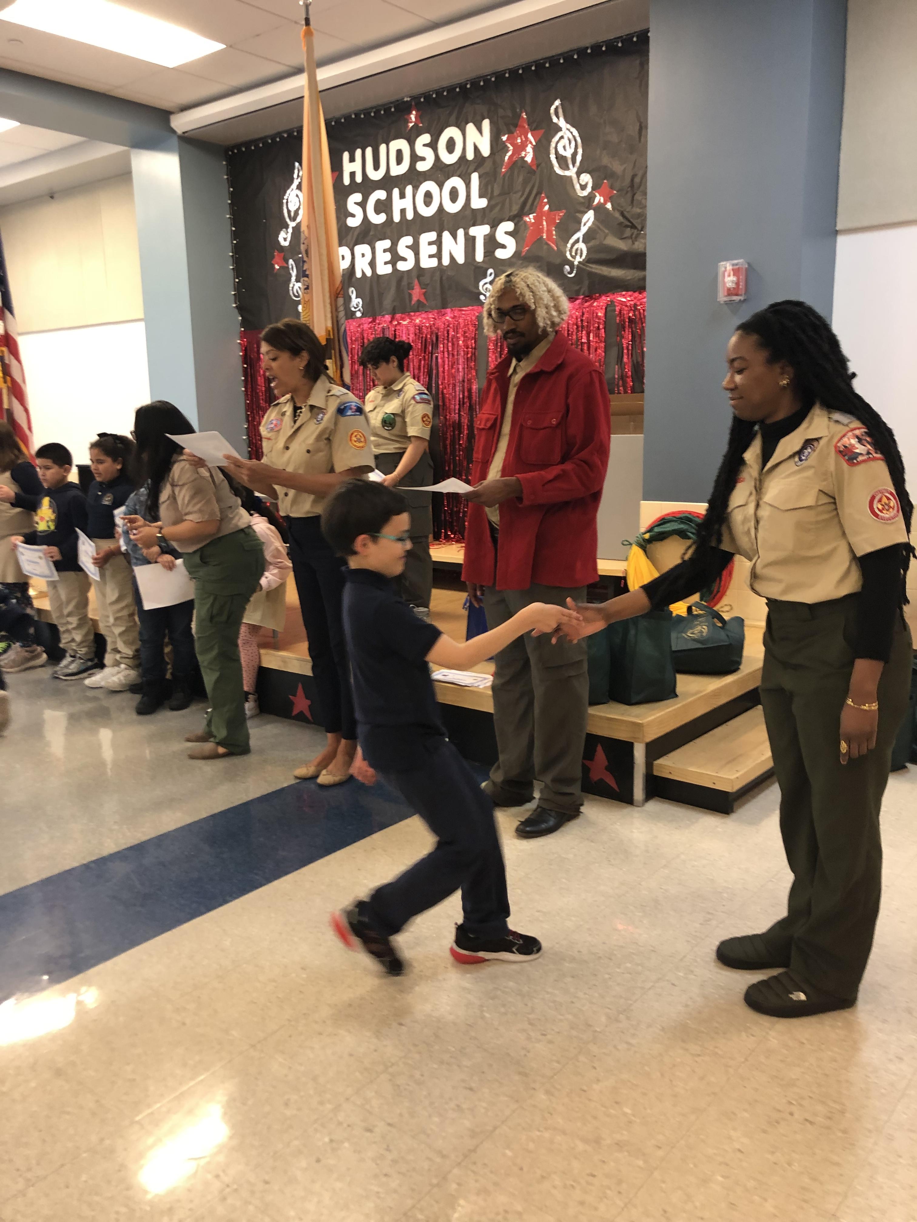 Cub Scouts Ceremony at Hudson School #6