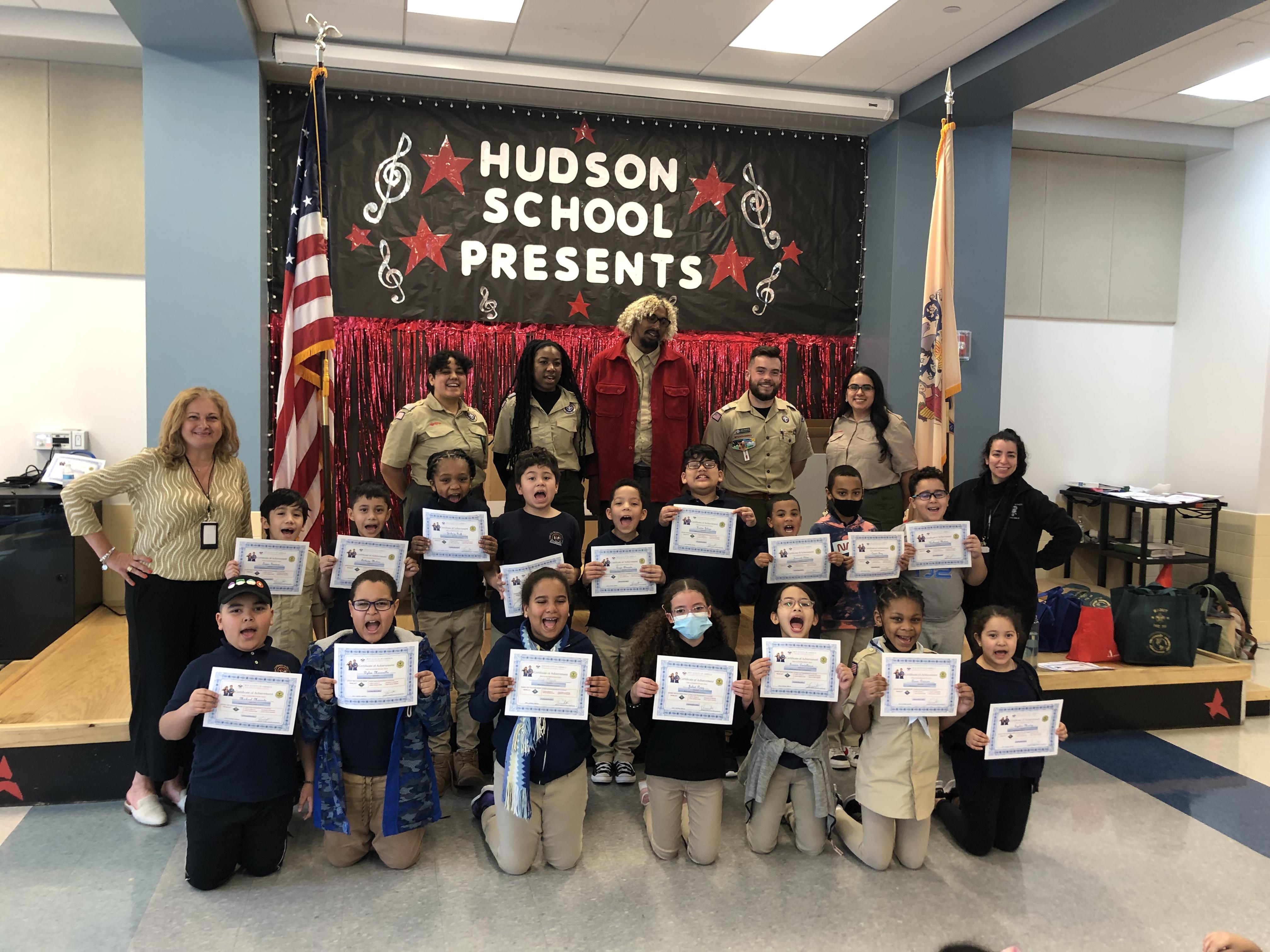 Cub Scouts Ceremony at Hudson School #8