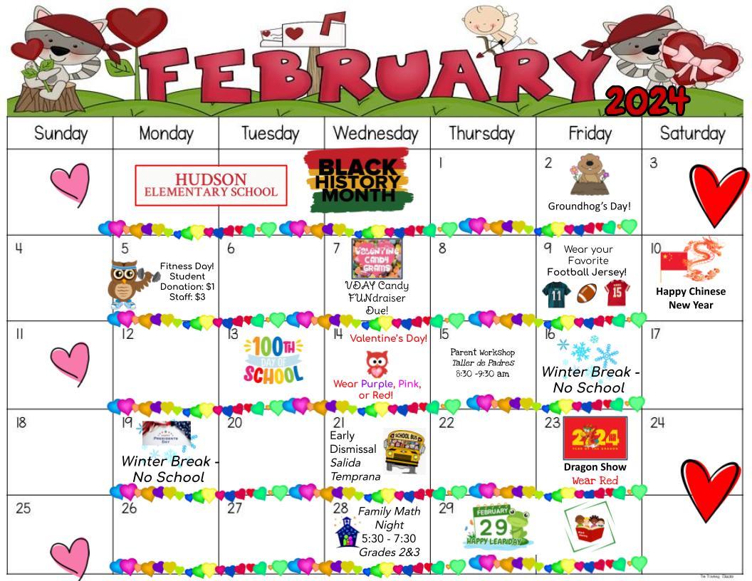February 2024 Calendar-Henry Hudson School